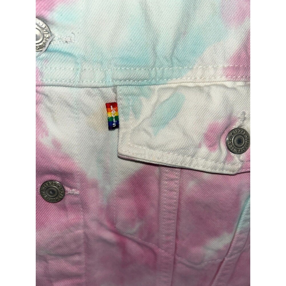 Women’s Levi's Pastel Tie Dye Y2K Oversized Trucker Style Denim Jacket Size XS - Picture 5 of 9